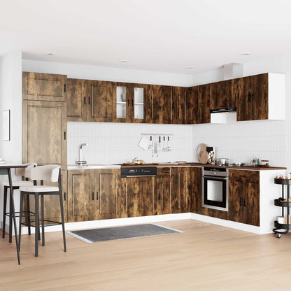 Sink Base Cabinet with Door Porto 2 pcs Brown Engineered wood