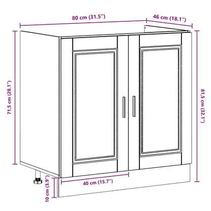 Sink Base Cabinet with Door Porto 2 pcs Brown Engineered wood