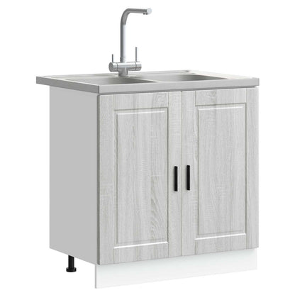 Sink Base Cabinet with Storage Porto 2 pcs Grey Engineered wood