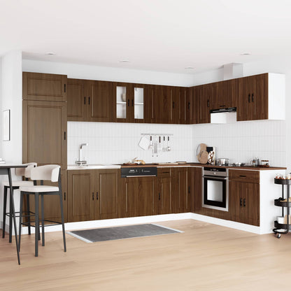 Sink Base Cabinet with Door Porto 2 pcs Brown Engineered wood