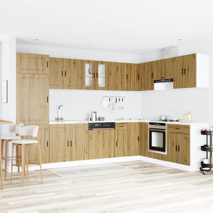 Sink Base Cabinet with Door Porto 2 pcs Brown Engineered wood