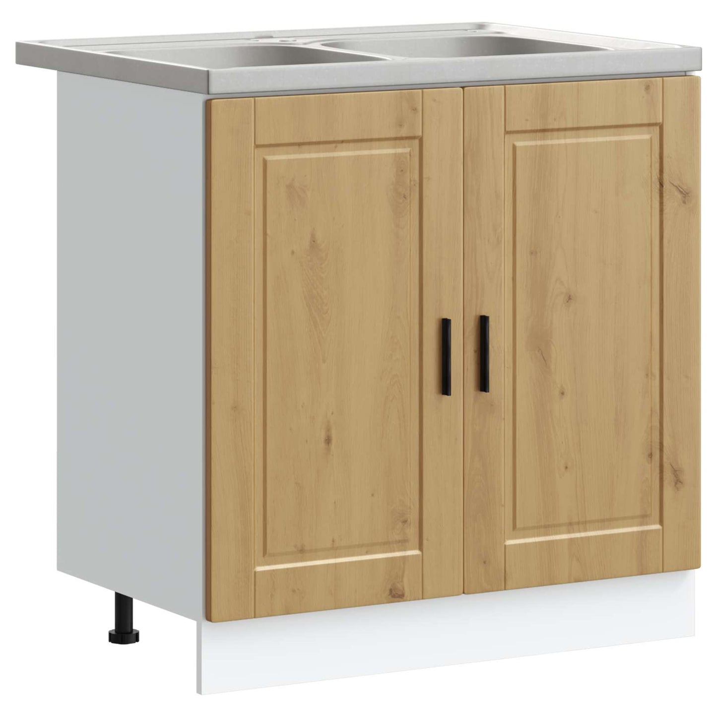 Sink Base Cabinet with Door Porto 2 pcs Brown Engineered wood
