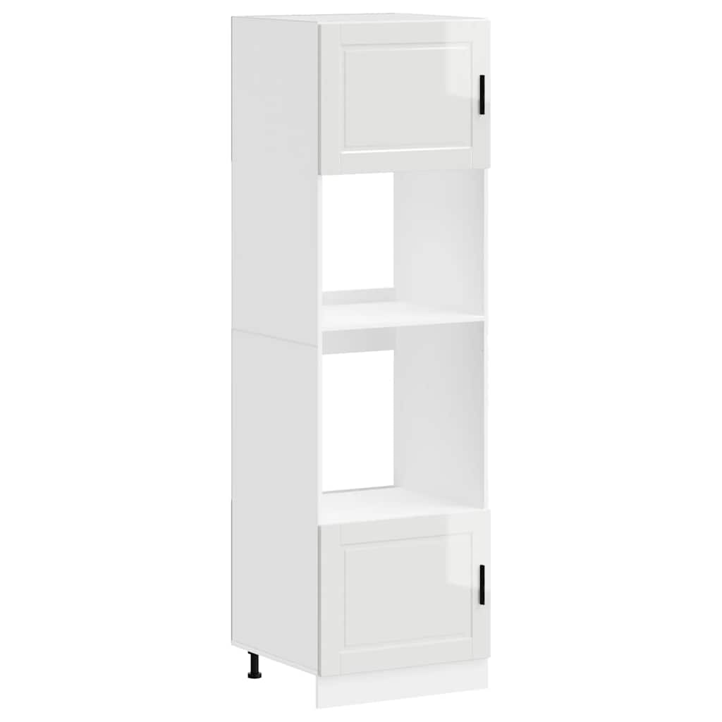 Oven Cabinets 2 pcs Porto Gloss White Engineered Wood