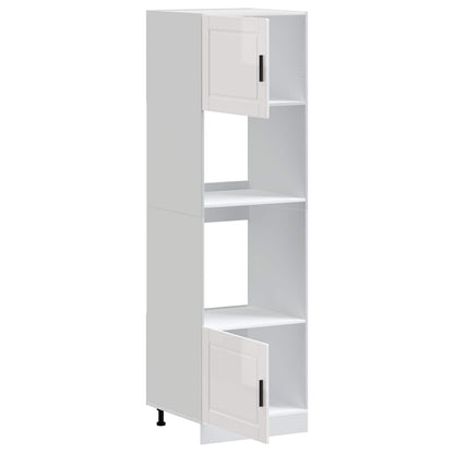 Oven Cabinets 2 pcs Porto Gloss White Engineered Wood