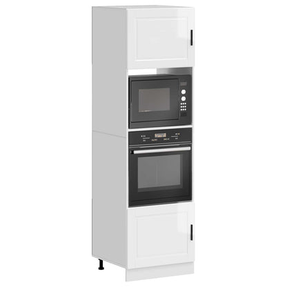 Oven Cabinets 2 pcs Porto Gloss White Engineered Wood