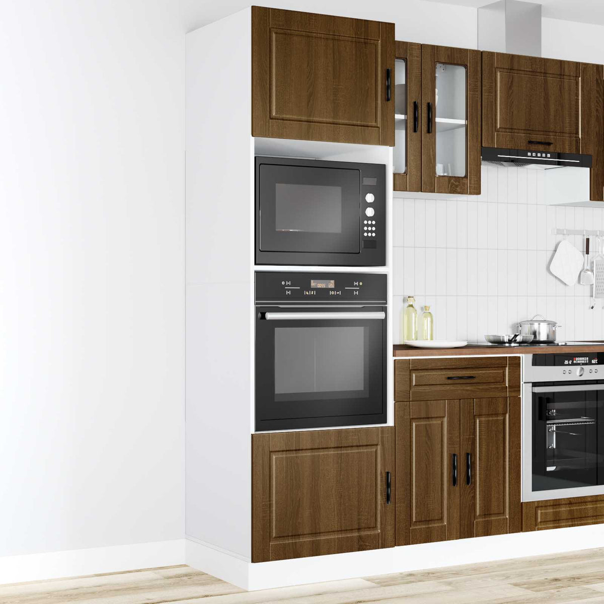 Oven Cabinets 2 pcs Porto Brown Oak Engineered Wood