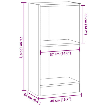 Bookcase Grey Sonoma 40x24x76 cm Engineered Wood