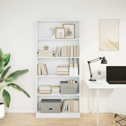 Bookcase White 80x24x176 cm Engineered Wood