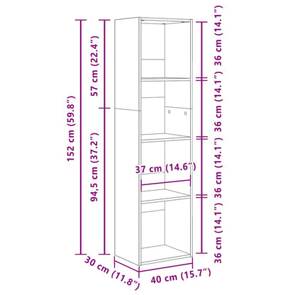 Bookcase Sonoma Oak 40x30x152 cm Engineered Wood