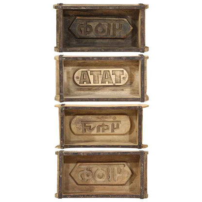 Tray 4 pcs Brown 30 x 15 x 9 cm Solid Reclaim Wood