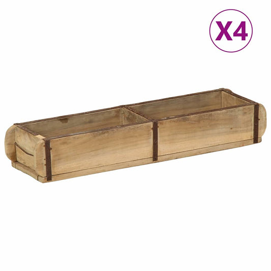 Tray with Storage 4 pcs Brown 57 x 15 x 9 cm Solid Reclaim Wood