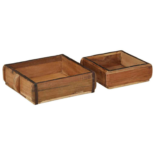 Tray 2 pcs Brown 29 x 31 x 10 cm Solid Reclaim Wood