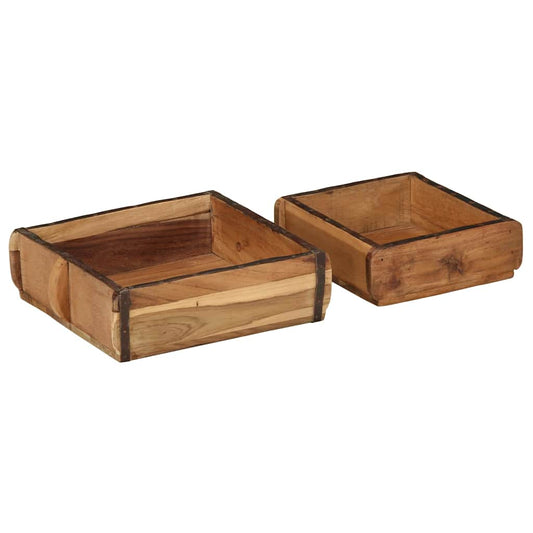 Tray 2 pcs Brown 29 x 31 x 10 cm Solid Reclaim Wood