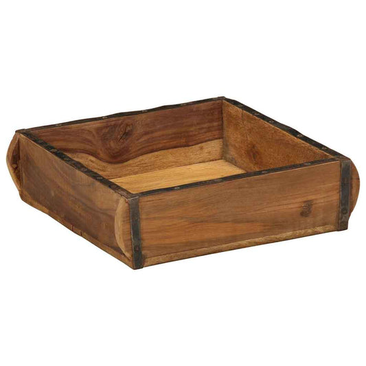 Tray with Storage Brown 29 x 31 x 10 cm Solid Reclaim Wood