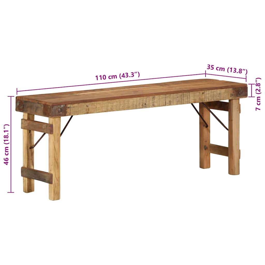 Bench Natural 110 x 35 x 46 cm Reclaimed Old Wood