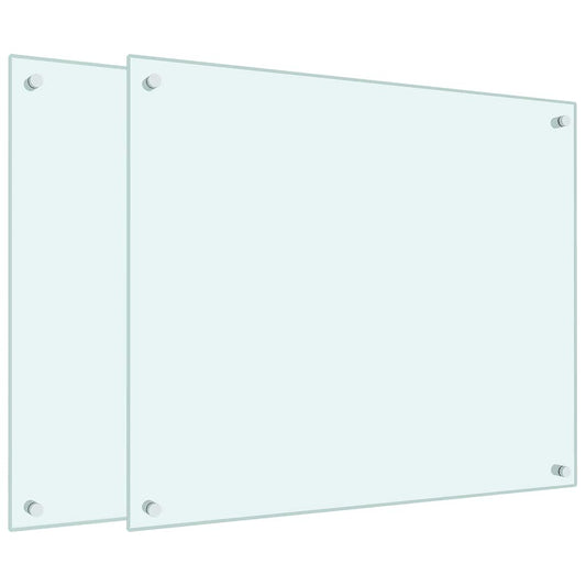 Kitchen Backsplashes 2 pcs White 70x60 cm Tempered Glass