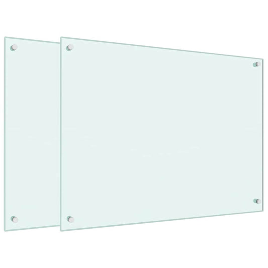 Kitchen Backsplashes 2 pcs White 80x60 cm Tempered Glass