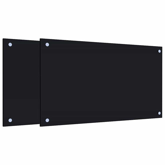 Kitchen Backsplashes 2 pcs Black 70x40 cm Tempered Glass