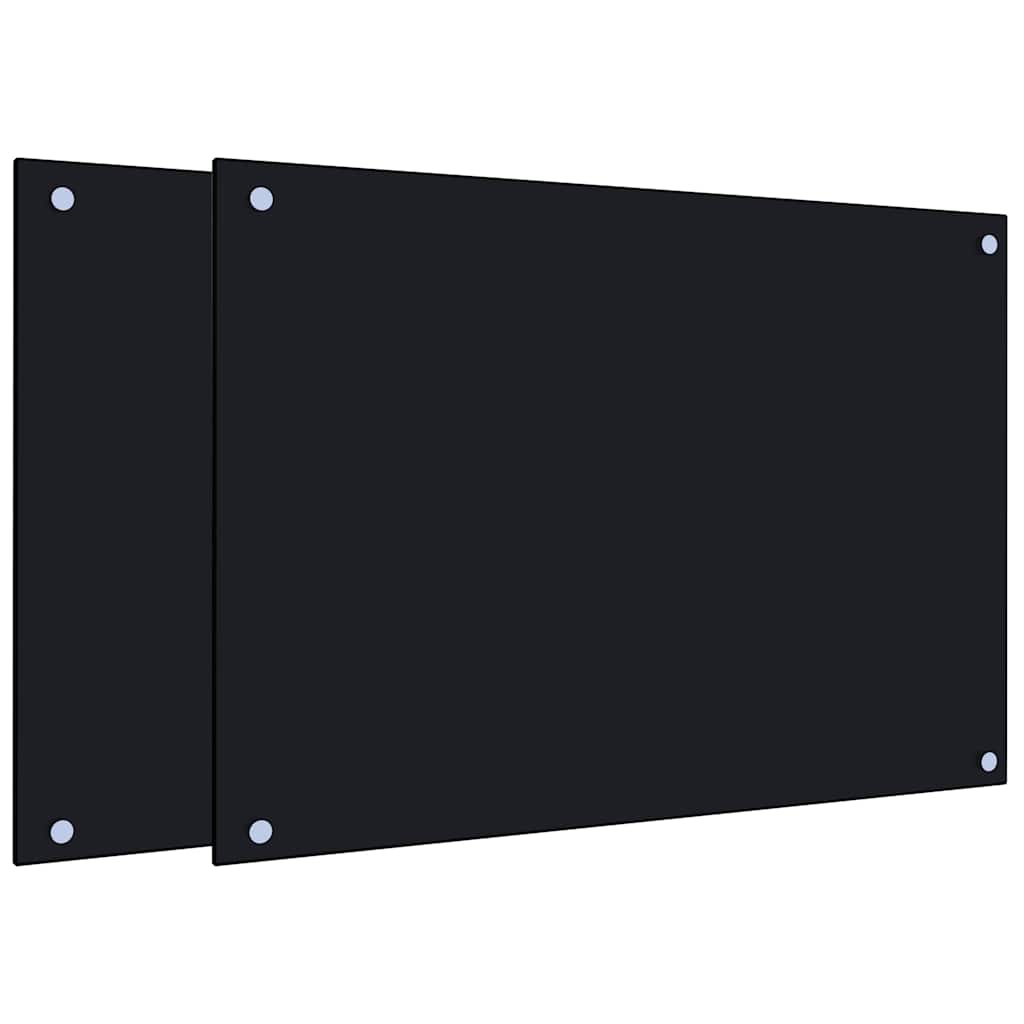 Kitchen Backsplashes 2 pcs Black 70x50 cm Tempered Glass