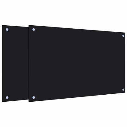 Kitchen Backsplashes 2 pcs Black 80x50 cm Tempered Glass