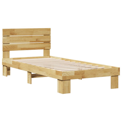 Bed Frame with Headboard without Mattress 75x190 cm Solid Wood Oak