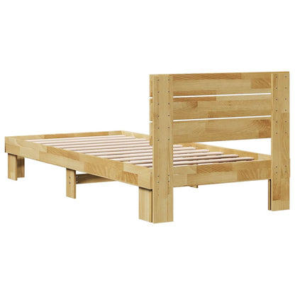 Bed Frame with Headboard without Mattress 75x190 cm Solid Wood Oak