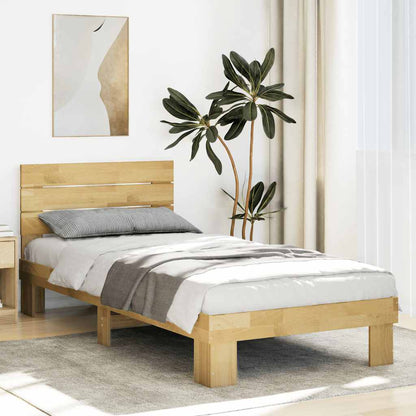 Bed Frame with Headboard without Mattress 75x190 cm Solid Wood Oak