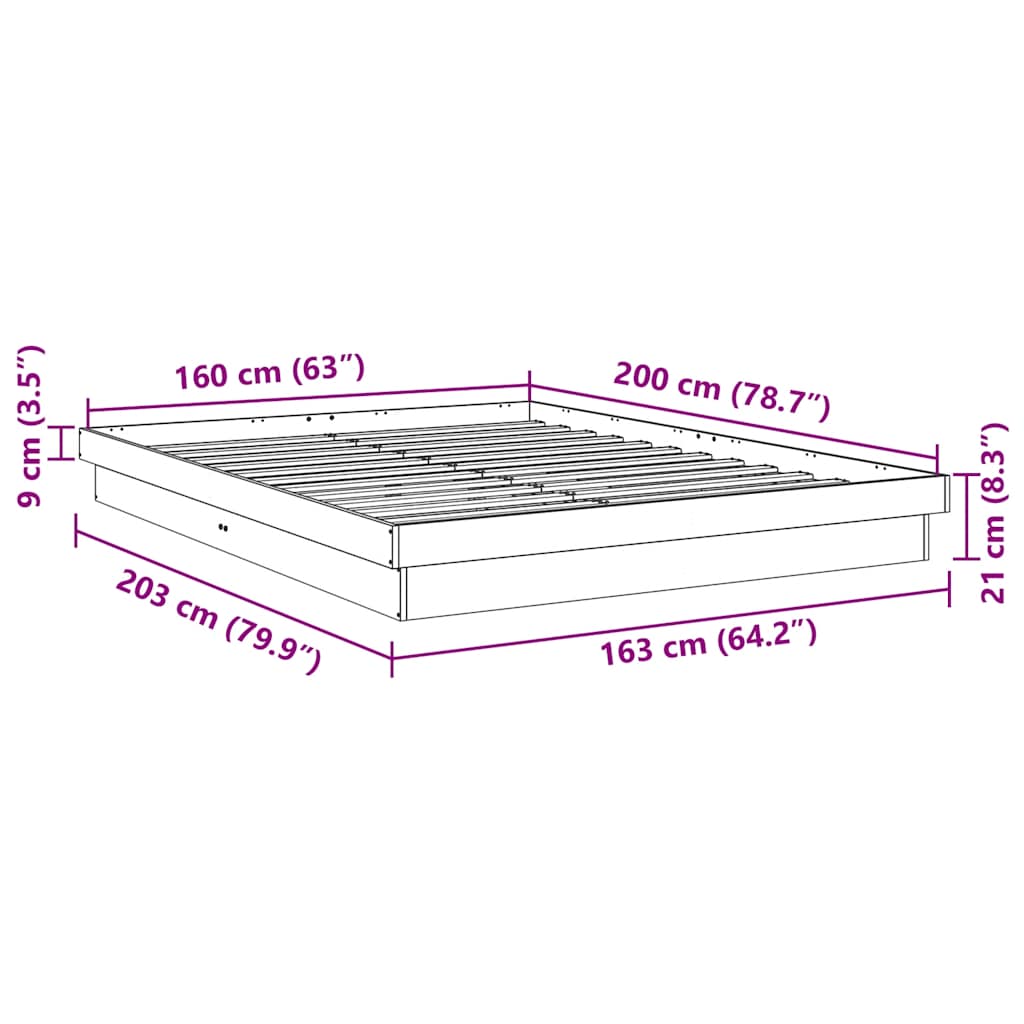Bed Frame without Mattress 160x200 cm Solid Wood Oak