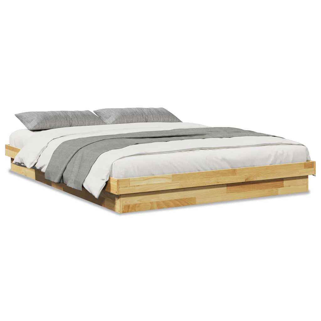 Bed Frame without Mattress 150x200 cm King Size Solid Wood Oak