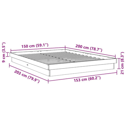 Bed Frame without Mattress 150x200 cm King Size Solid Wood Oak