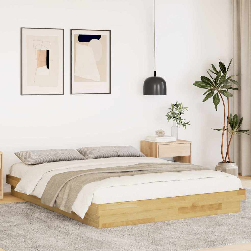Bed Frame without Mattress 150x200 cm King Size Solid Wood Oak