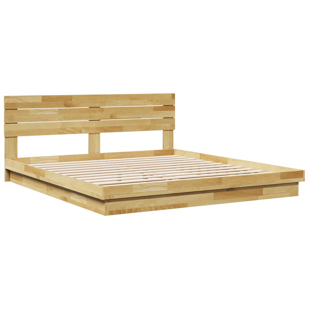 Bed Frame with Headboard without Mattress 180x200 cm Super King Solid Wood Oak