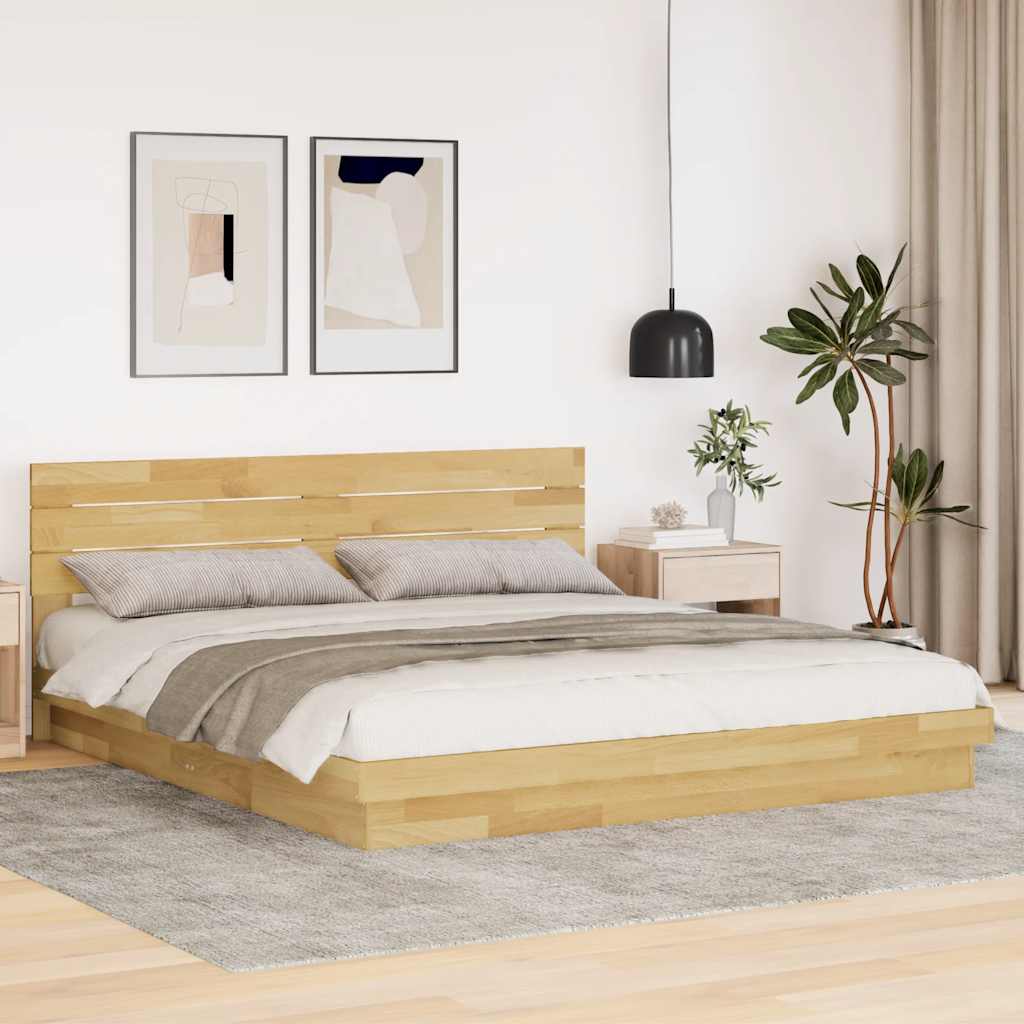 Bed Frame with Headboard without Mattress 180x200 cm Super King Solid Wood Oak
