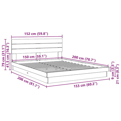 Bed Frame with Headboard without Mattress 150x200 cm King Size Solid Wood Oak
