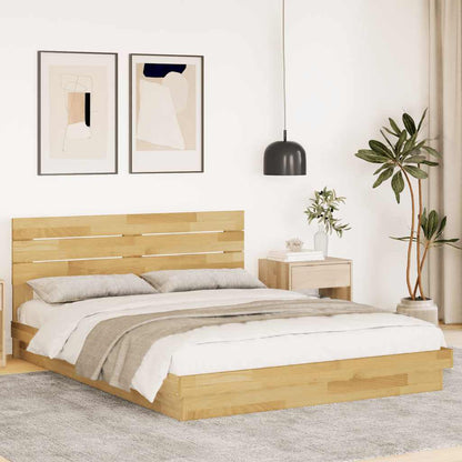 Bed Frame with Headboard without Mattress 150x200 cm King Size Solid Wood Oak