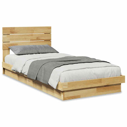 Bed Frame with Headboard without Mattress 100x200 cm Solid Wood Oak
