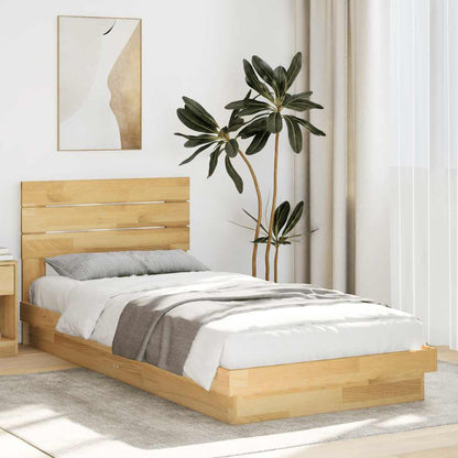 Bed Frame with Headboard without Mattress 100x200 cm Solid Wood Oak