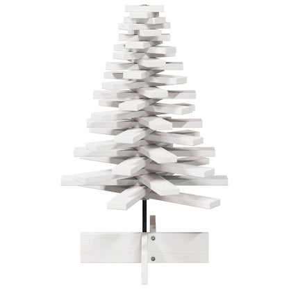 Wooden Christmas Tree for Decoration White 80cm Solid Wood Pine
