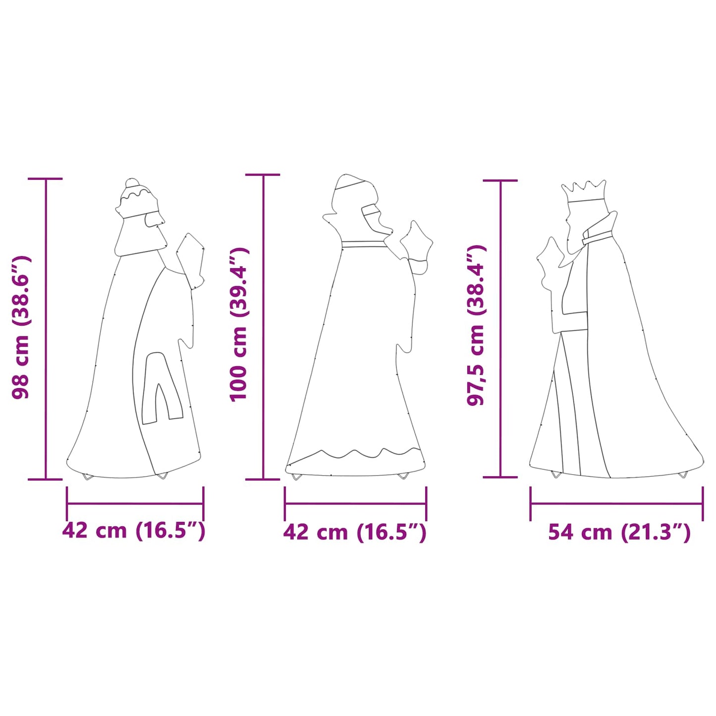 Christmas Lighting 3 pcs Warm White 105 cm Fabric