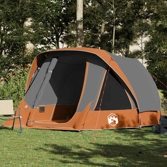 Family Tent Cabin 6-Person Grey and Orange Waterproof