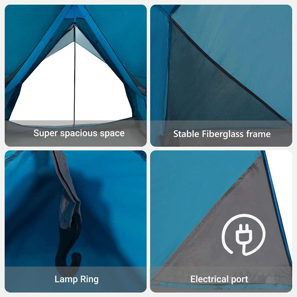 Family Tent with Roof Blue and Grey 220 x 220 x 184 cm