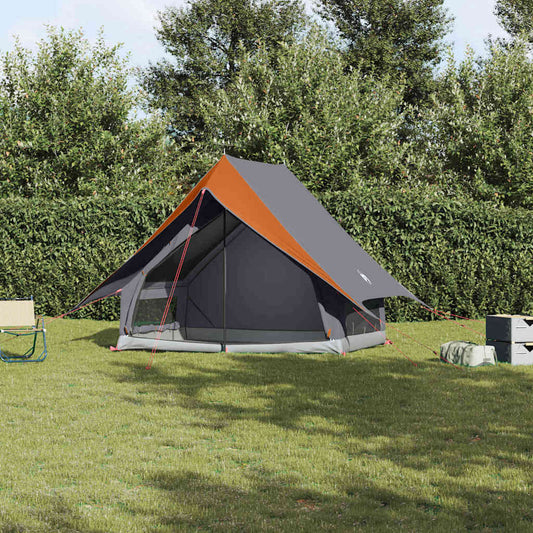 Family Tent with Roof Grey and Orange 220 x 220 x 184 cm