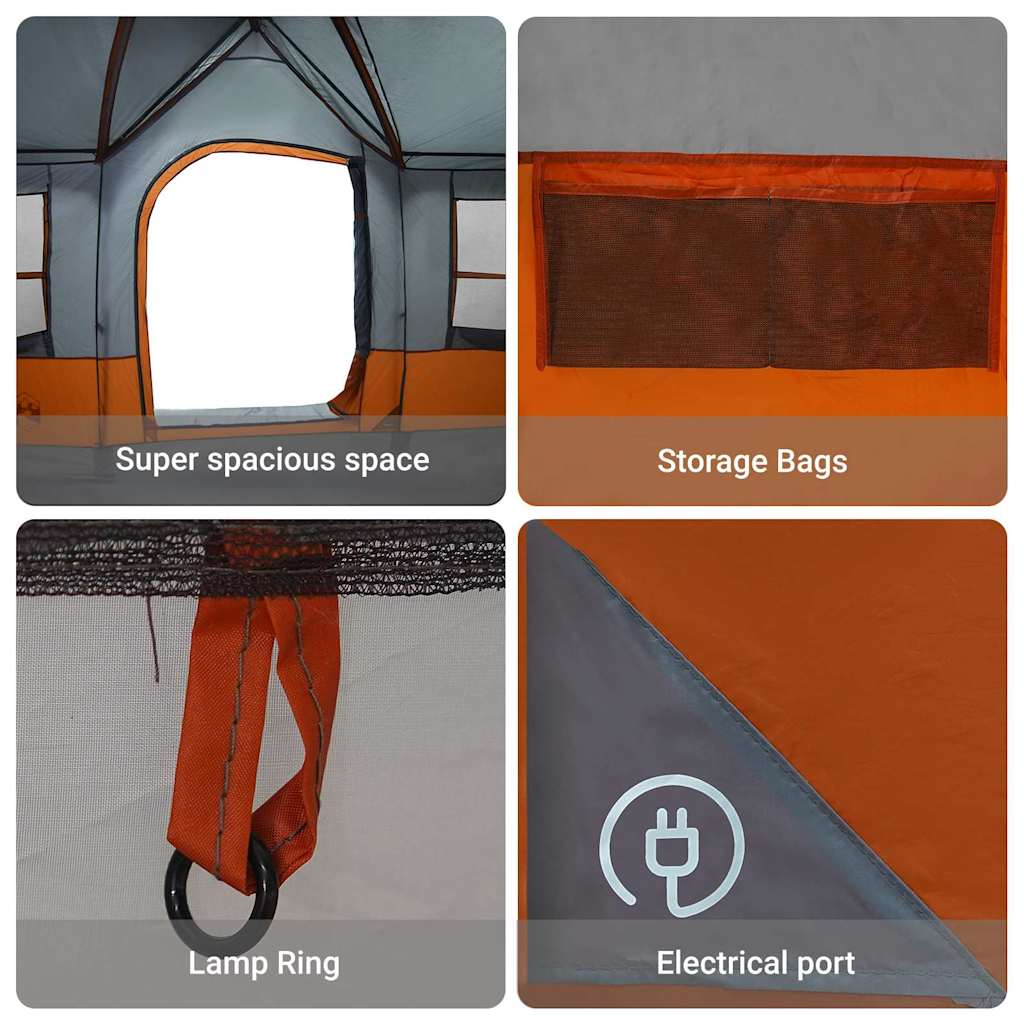 Family Tent with Roof Grey and Orange 622 x 295 x 238 cm