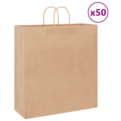 Paper Bags 50 pcs with Handles Brown 45x17x48 cm