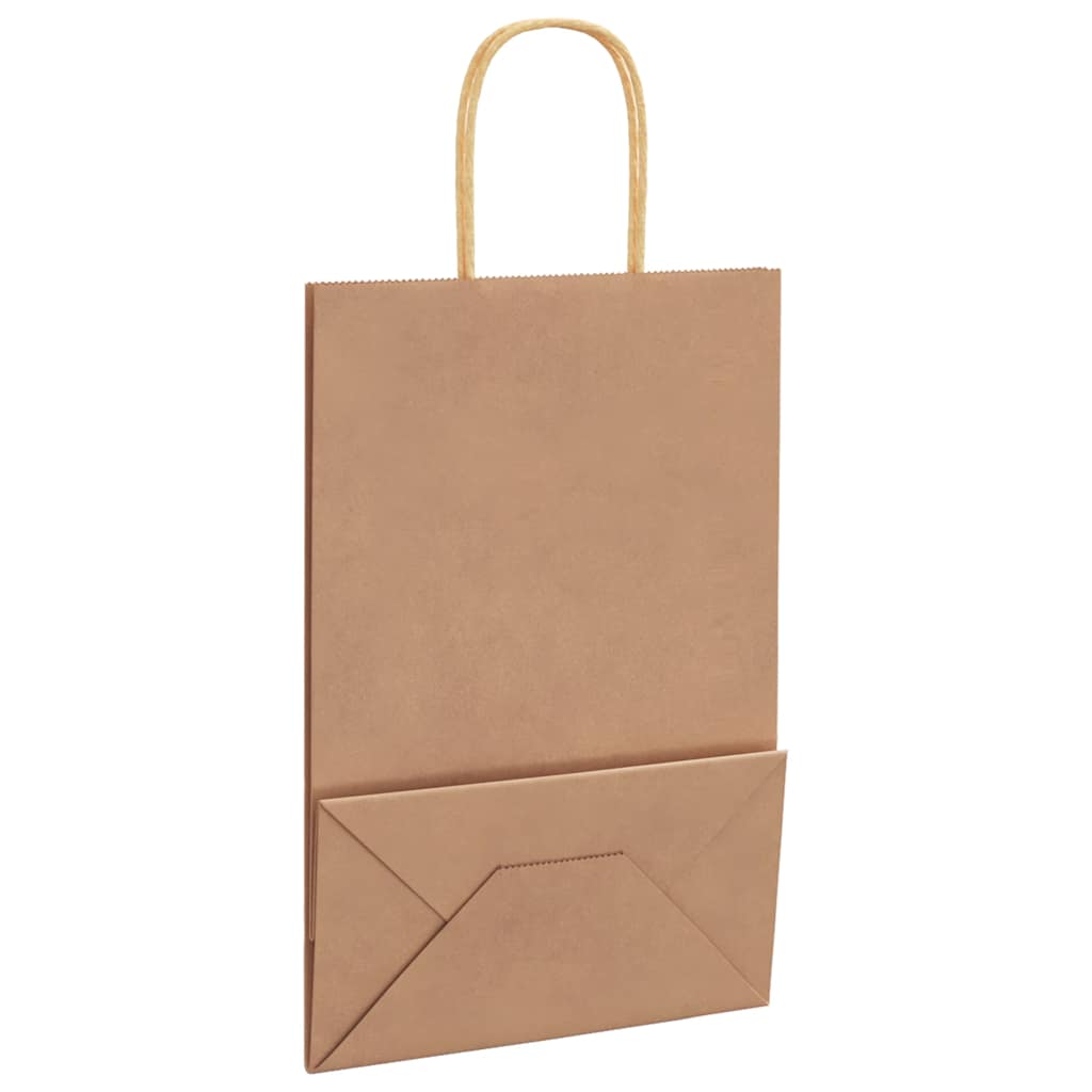 Paper Bags 250 pcs with Handles Brown 21x11x31 cm