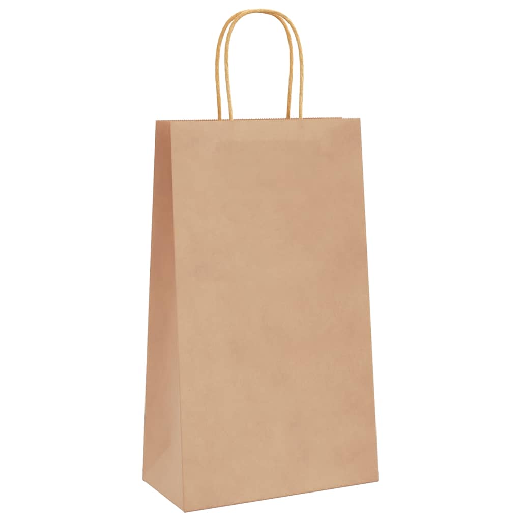 Paper Bags 250 pcs with Handles Brown 21x11x36 cm