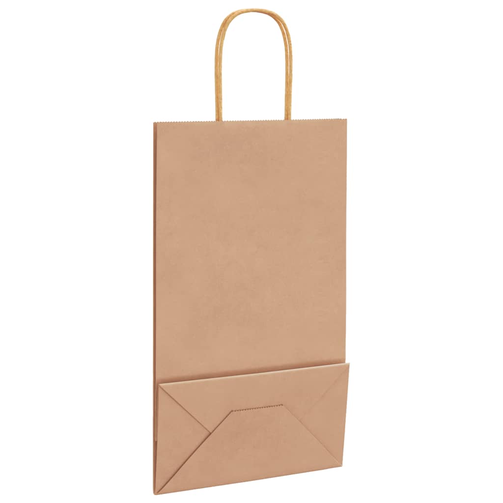 Paper Bags 250 pcs with Handles Brown 21x11x36 cm