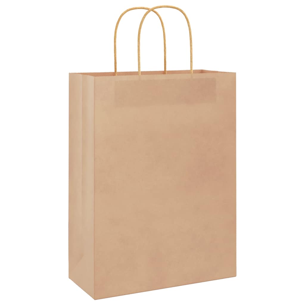 Paper Bags 250 pcs with Handles Brown 26x12x35 cm