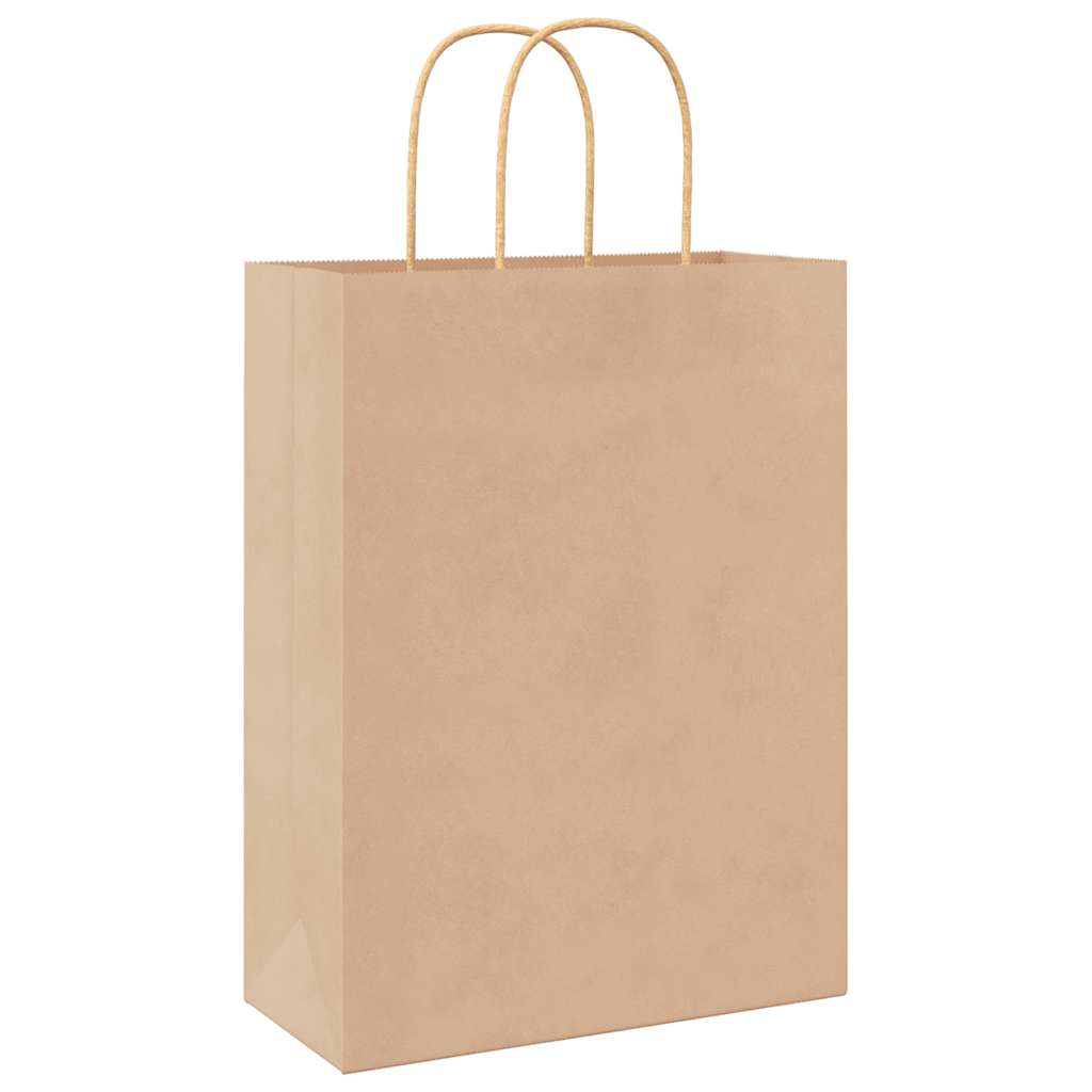 Paper Bags 250 pcs with Handles Brown 26x12x35 cm