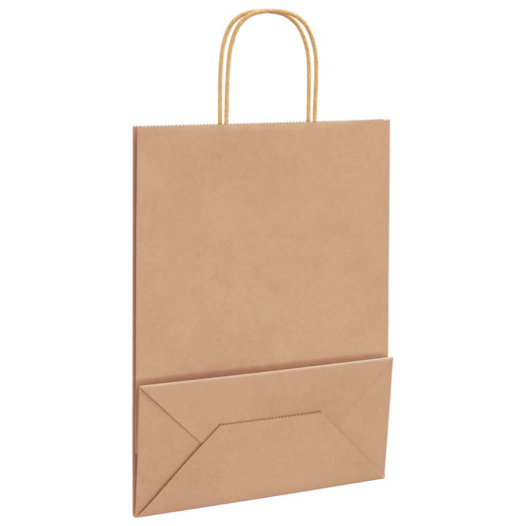 Paper Bags 250 pcs with Handles Brown 26x12x35 cm